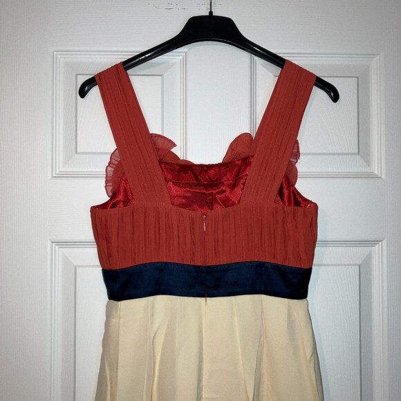 BCBGMaxAzria: Coral, navy and cream cocktail dress (size 4) - Picture 7 of 14